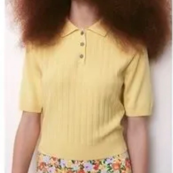 Zara Light Yellow Polo Top - Picture 2 of 7